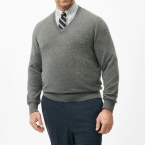 Stephan 2 PLY Cashmere V-Neck Gray Sweater Size XL